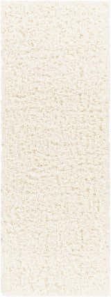 Close-up of the Siari Solid Cream Plush Rug, showing its soft, textured shag pile. Design-Runner-2773