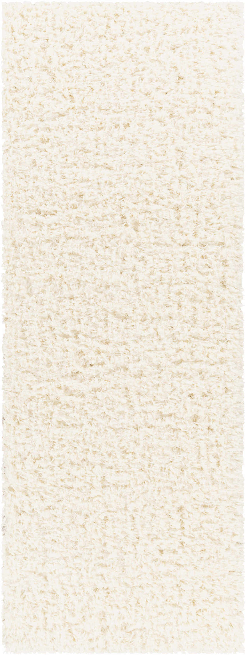 Close-up of the Siari Solid Cream Plush Rug, showing its soft, textured shag pile. Design-Runner-2773
