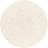 Close-up of the round Siari Solid Cream Plush Rug, showing its soft, textured shag pile. Design-Round-67