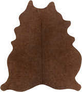 Close-up of the brown Sitka 5x7 Cowhide Rug. The rug is 100% leather and hand crafted in a Southwestern style. Design-Custom