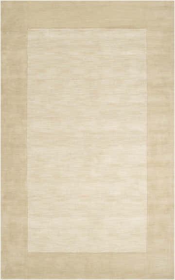 Close-up of a Bordered Solid Beige Wool Rug showing the subtle texture and simple, elegant border design. Design-Rectangle-58