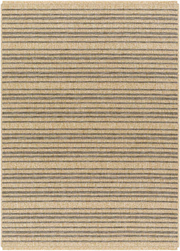Close-up of the Aphea Indoor & Outdoor Rug. Khaki and tan rug with a subtle striped pattern and woven texture. Design-Rectangle-537