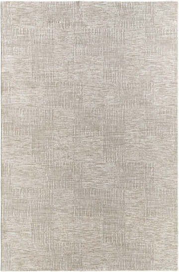 Close-up of the Goren Gray Area Rug featuring a contemporary block pattern in light and natural gray hues. Design-Rectangle-6796