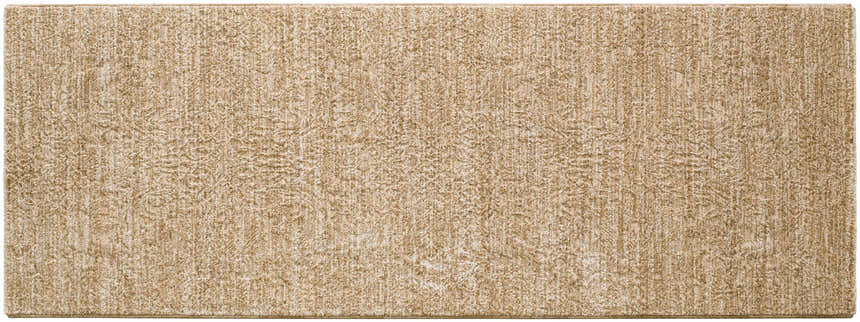 Close-up of the Katia Tan Area Rug, showing its neutral khaki and tan colors and subtle textured pattern. Design-Runner-2773