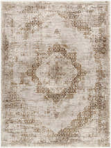 Close-up of the Kosta Beige Medallion Area Rug, featuring a traditional lambswool and light brown pattern. Design-Rectangle-710106