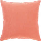 Solvang Textured Coral Cotton Square Throw Pillow