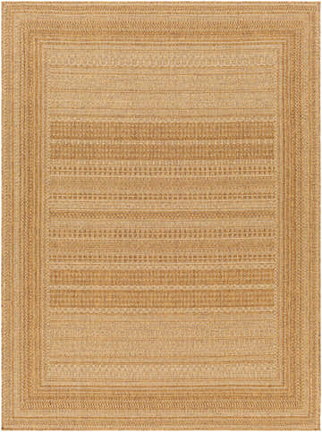 Close-up of the Freja Flatweave Faux Jute Rug showing its beige, brown, and tan woven texture and contemporary design. Design-Rectangle-537