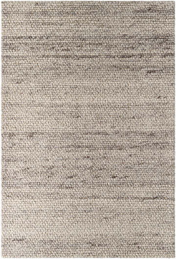Close-up of the hand woven Olisa Beige Wool Area Rug. Shows texture and pattern in dusty sage and medium gray. Design-Rectangle-576