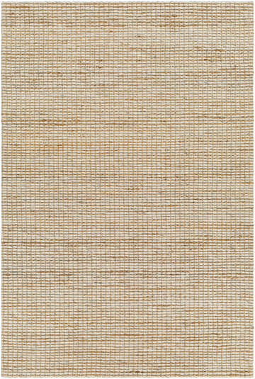 Close-up of the hand-woven Riki Cream rug. Jute and wool blend with a textured, grid-like pattern in off-white and tan. Design-Rectangle-576
