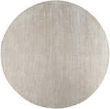 Close-up of a round Pirro Premium Wool Blend Rug in ash and pearl, showing subtle vertical stripes and soft texture. Design-Round
