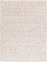 Close-up of the Bernt Beige Area Rug with a soft beige base and pale pink tufted dot pattern. Design-Rectangle-537