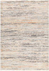 Close-up of Fizza Area Rug with a contemporary design in beige, bone, camel, and gray hues. Machine woven texture. Design-Rectangle-53710