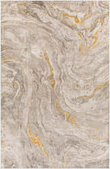 Close-up of the Akins Beige Marble Rug, featuring a contemporary marble-like pattern in beige, gray, and subtle gold accents. Design-Rectangle-679