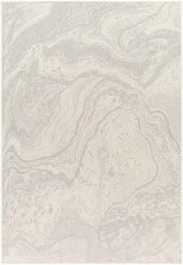Close-up of the Basma Cream Marble Area Rug, showcasing its beige and gray marbled contemporary design and soft texture. Design-Rectangle-537