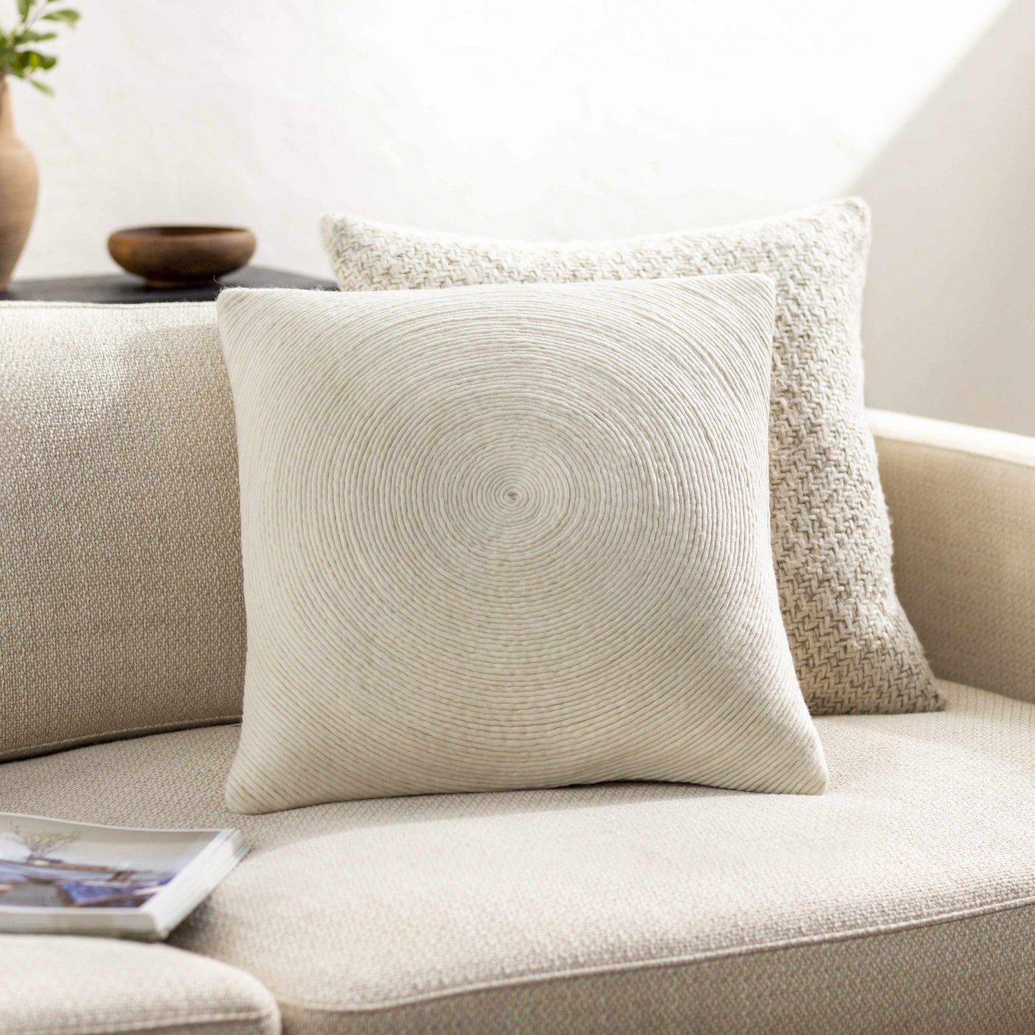Leora Ivory Throw Pillow - Clearance