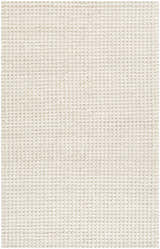 Close-up of a hand woven Lenci Wool Area Rug in beige and rose cream, showing the textured wool knit pattern. Design-Rectangle-576