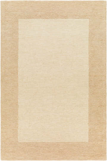 Close-up of the hand-tufted Amadi Beige Wool Area Rug featuring a contemporary two-tone design and subtle texture. Design-Rectangle-576