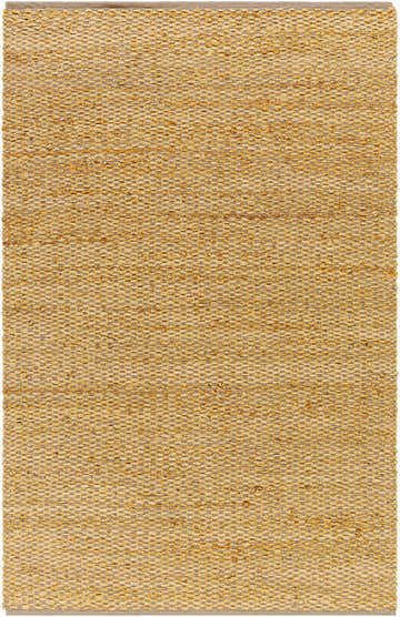 Close-up of the Doris Beige Area Rug, showing hand-woven jute and cotton texture in camel tones. Farmhouse style rug. Design-Rectangle-576