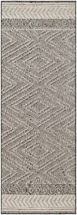 Close-up of the Areli Beige / Brown Outdoor Rug. Features a contemporary geometric pattern and textured weave. Design-Runner-2773