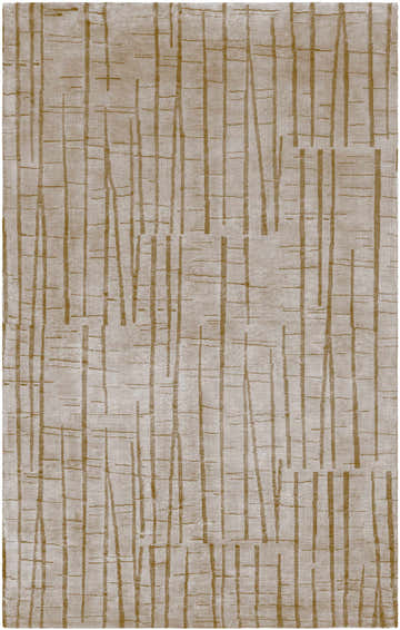 Close-up of the Stetson Area Rug, a hand-knotted rug with a tan linear pattern on a beige background. Design-Rectangle-58