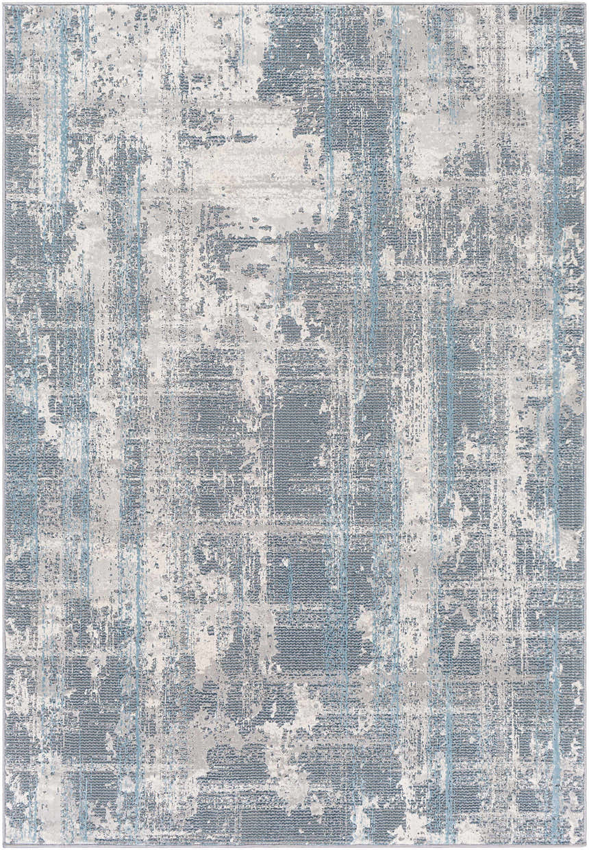Stokenchurch Area Carpet, clearance. Contemporary style rug with blue and gray abstract pattern. Design-Rectangle-5377