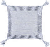 Aerin Pale Blue Linear Pattern Modern Recycled PET Yarn Outdoor Accent Pillow - Clearance