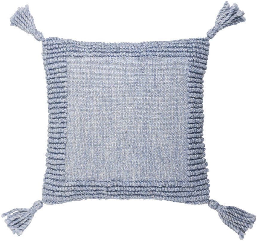 Lunor Light Blue Linear Pattern Modern Recycled PET Yarn Outdoor Accent Pillow - Clearance