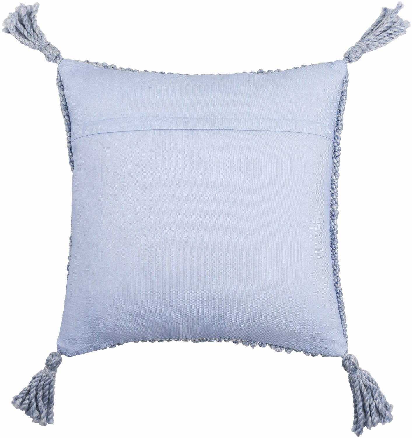 Lunor Light Blue Linear Pattern Modern Recycled PET Yarn Outdoor Accent Pillow - Clearance