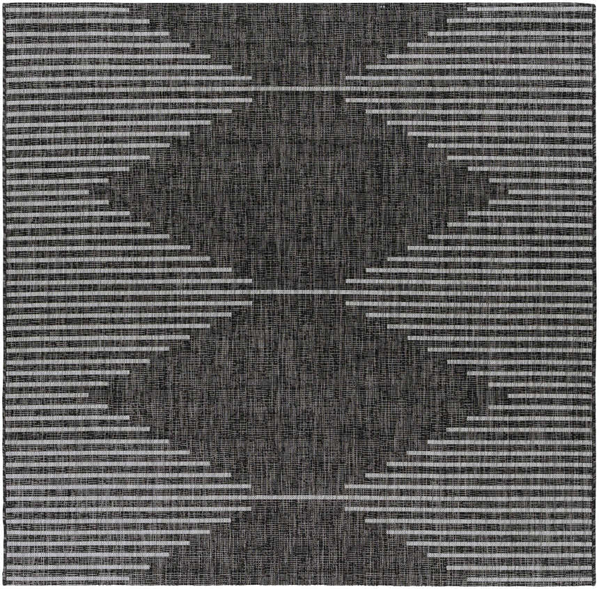 Close-up of the Stephan Area Rug with a black and cream geometric Southwestern-inspired design. Design-Square-67