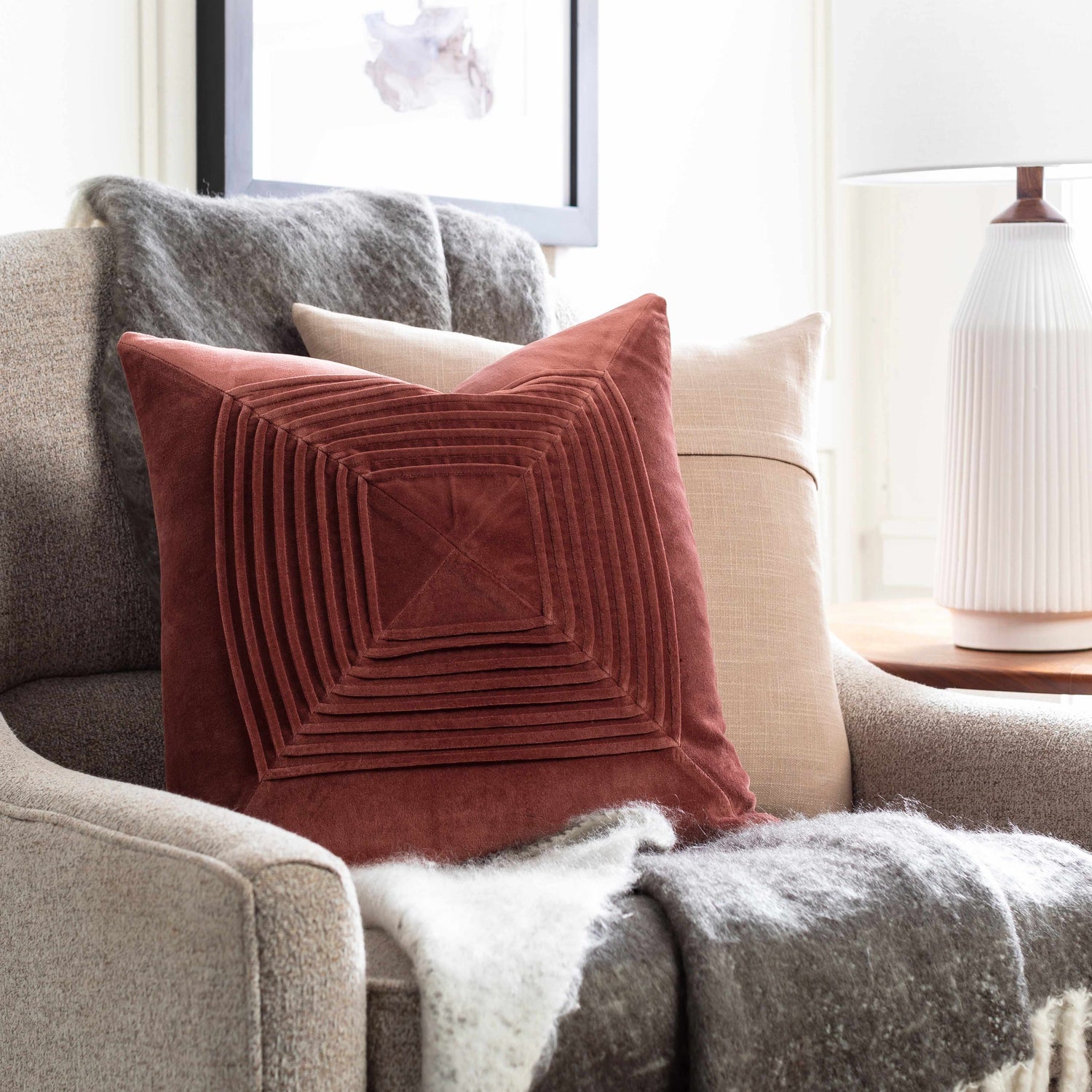 Sumneytown Plum Square Throw Pillow - Clearance