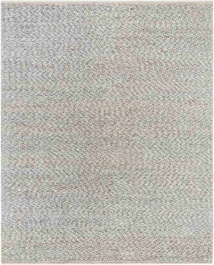 Close-up of the hand-woven Chole Area Rug, showcasing its textured, contemporary design in gray, nutmeg, and natural tones. Design-Rectangle-810