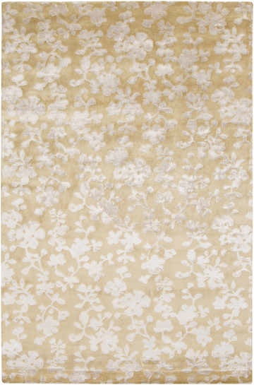 Close-up of the Talkeetna Area Carpet. Contemporary style rug with a floral pattern and a soft, neutral beige and white color palette. Design-Rectangle-58