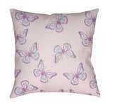 Kids Butterfly Animal Print Decorative Nursery Pink Outdoor Throw Pillow
