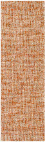 Close-up of the Teresita Area Rug. Burnt orange and ivory wool with a textured, contemporary pattern. Design-Runner-268