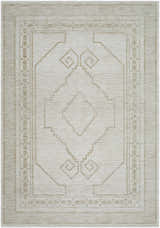 Close-up of a Taban Luxe Rug. Ash, light silver, and silver gray farmhouse style with geometric patterns. Design-Rectangle-57