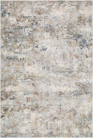 Close-up of Twyla Thick Luxe Rug. Contemporary design in beige, gray, light gray, tan, and teal. Machine woven texture. Design-Rectangle-6792