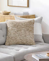 Woolin Ivory Chunky Looped Texture Cottage Farmhouse Wool Accent Pillow - Clearance