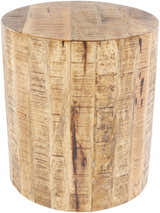 Bungsuan Natural Wood End Table with wheels