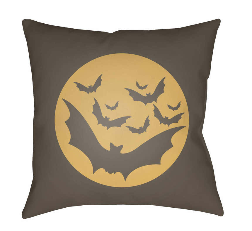 Halloween Bats Brown & Orange Outdoor Pillow