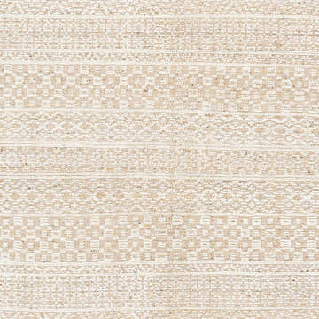 Close-up of the hand-knotted Tranmere Area Rug. Neutral brown, camel, and cream colors with a geometric pattern. Wool texture. Texture