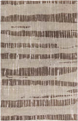 Close-up of the hand-knotted Turbeville Premium Area Carpet. Dark brown and light beige contemporary wool rug. Design-Rectangle-58