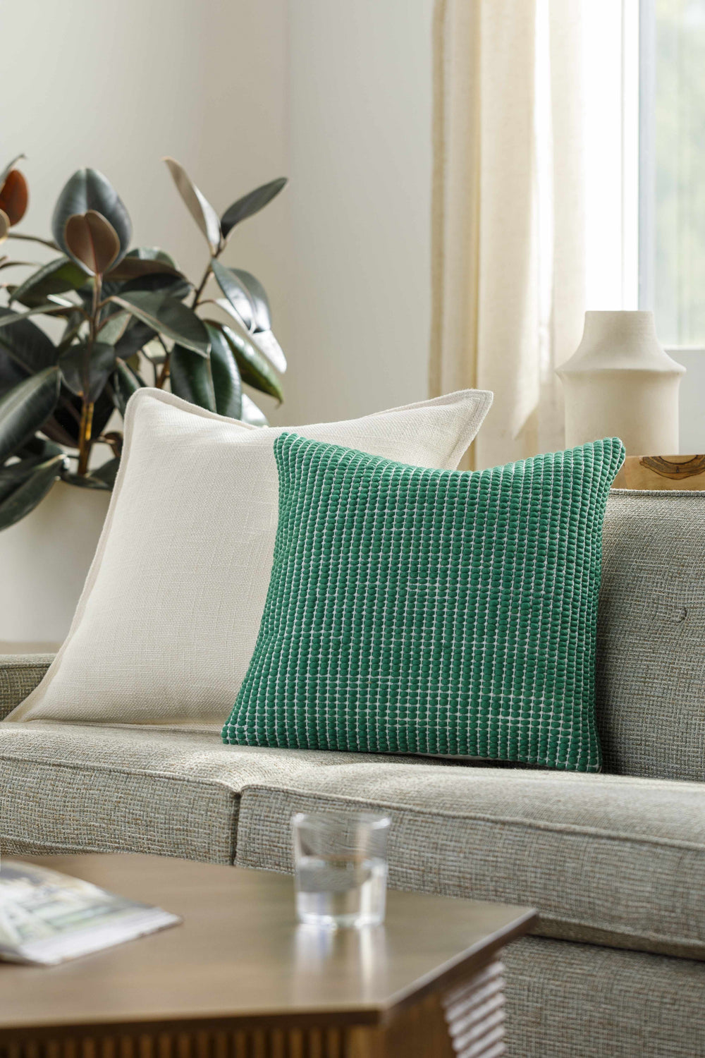 Trory Light Green Throw Pillow - Clearance