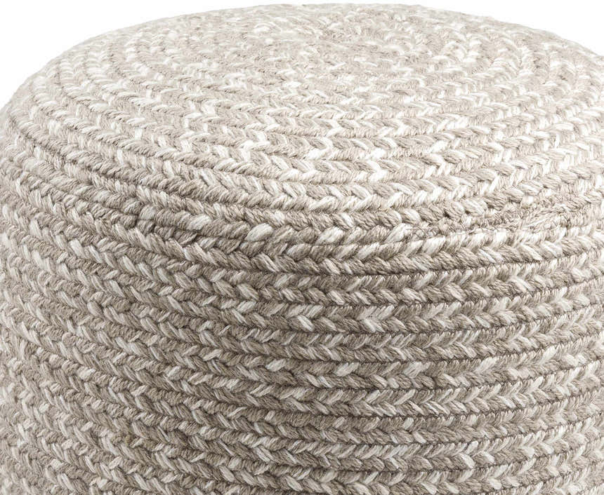 Tonanitla Natural Fiber Light Gray Knitted Outdoor Pouf