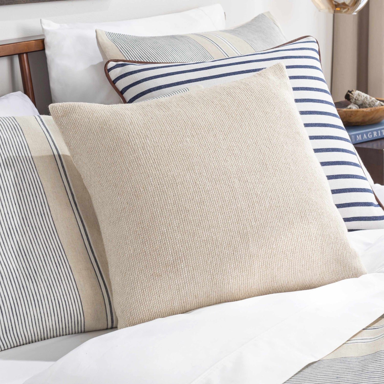 Evan Oatmeal Square Throw Pillow - Clearance