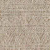 Close-up of the Vanderhoof Indoor & Outdoor Rug, showcasing its mocha and light peach bohemian pattern and woven texture. Swatch