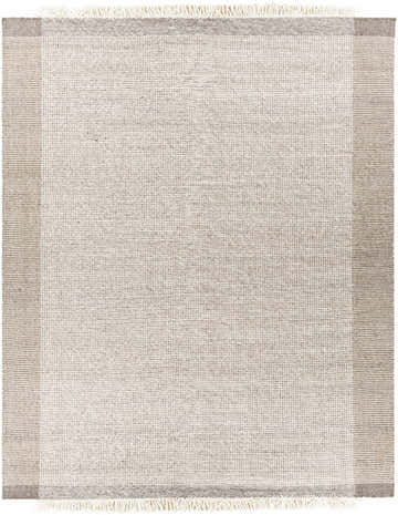 Close-up of the Joelle Beige Grid Wool Rug. Hand-woven rug with beige, brown, and cream tones and a subtle grid pattern. Design-Rectangle-810