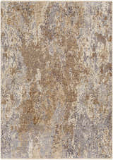 Close-up of the Woodmoor Area Rug. Contemporary design in bone, dark gray, eggplant, walnut, and white thatch. Design-Rectangle-57