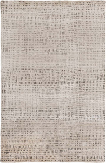 Close-up of the hand-knotted Wellsboro Carpet. Neutral viscose rug with a subtle, textured pattern. Farmhouse style. Design-Rectangle