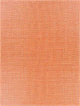 Close-up of the orange Weobley Area Rug, a machine-woven rectangle with a subtle textured design. Design-Rectangle-71010