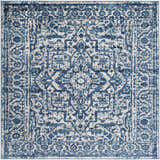 Close-up of the Wellsblue Traditional Rug with a detailed blue and light gray vintage-inspired pattern. Design-Square-67